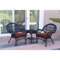 Propation W00211-2-CES018 3 Piece Santa Maria Black Wicker Chair Set; Red Cushion PR1081422
